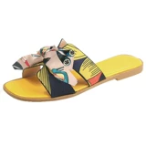 Слайдеры, модные универсальные тапочки с бантиком, пляжная обувь, популярно в интернете, городской стиль