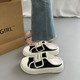 2026 Summer Thick-Soled White Sneakers Korean-Style Color-Blocking Casual Canvas Slip-On Shoes with Velcro Fastening