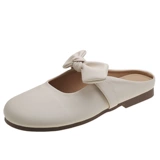 Женские тапочки с плоским дном и носком, слипоны для верхней одежды, слипоны с французским бантом в новом стиле лета 2025, полуслипоны.