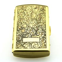 Double gun cigarette case 12pcs double-sided carved green bronze rich Tang grass Constantine
