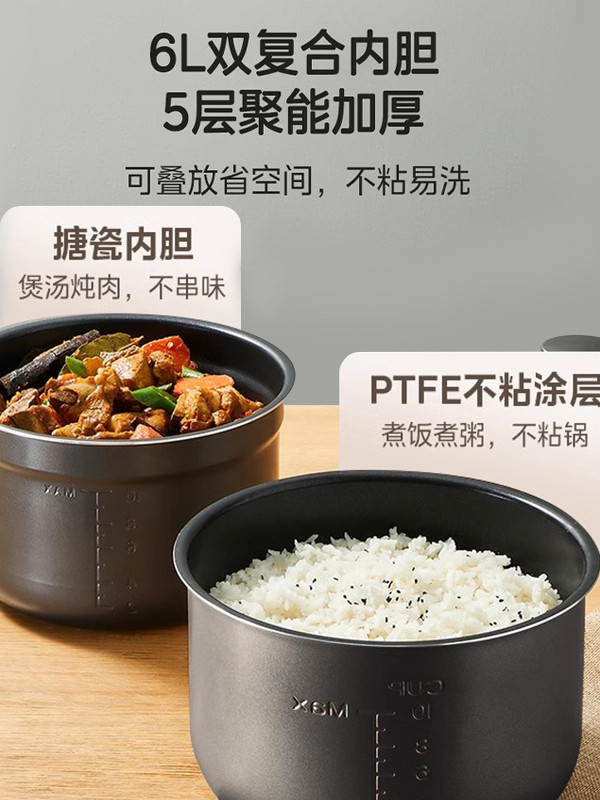 Midea Electric Pressure Cooker for Home Use, 6-Liter Dual Pot Electric Pressure Cooker, Rice Cooker, Fully Automatic, Multi-Functional, Official Flagship Genuine Product