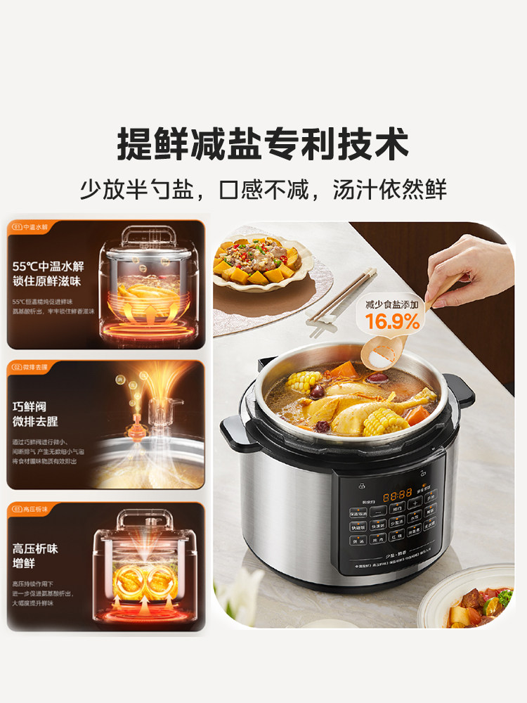 Midea Electric Pressure Cooker for Home Use, 0-Coating Electric Pressure Cooker, 5-Liter Smart Pressure Rice Cooker, Dual Pot, Multi-Functional Flagship Store