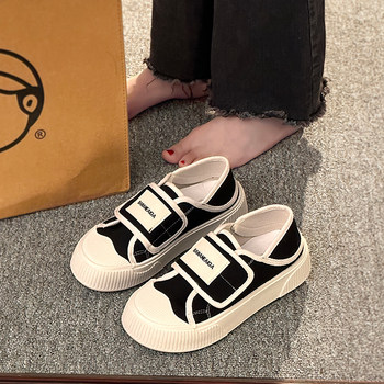 Shoes Women's Summer Big Toe Canvas Shoes 2024 New Popular Velcro White Shoes Thick Sole Chic All-match Sneakers