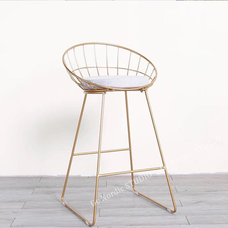 Danish Nordic Iron Art Bar Chair Creative Upgrade High Chair Coffee Dining Room Bar Chair Casual Golden Chair