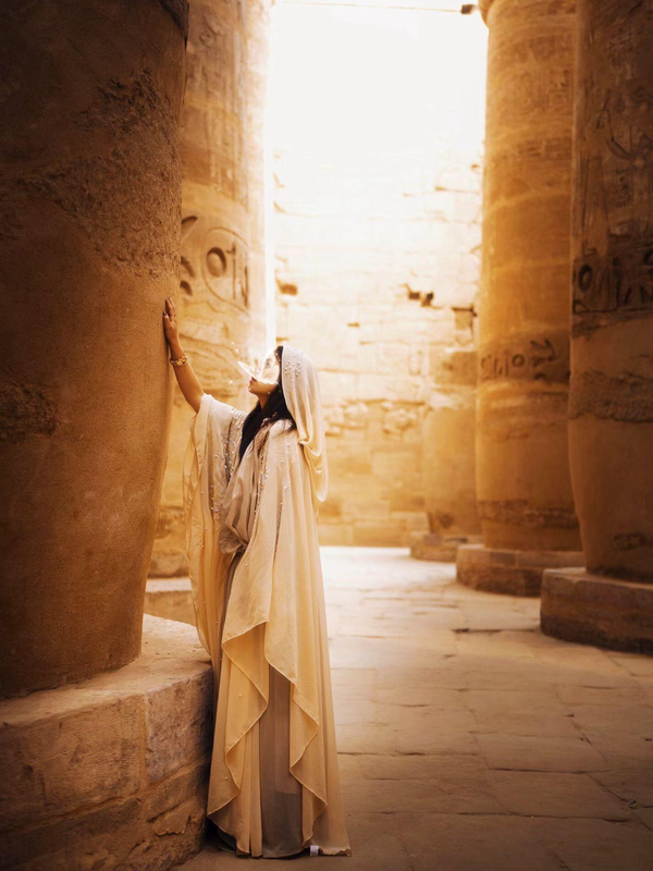 Egyptian Wasteland Style Desert Photography Shawl Retro Travel Vacation Long Dress Women's Plus Size Loose Hooded Cape Cloak