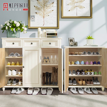 Hongdan full solid wood shoe cabinet 2 3 4 door home door large capacity integrated American style porch cabinet balcony shoe cabinet