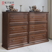 Hongdan household large-capacity shoe cabinet 1 8 1 6 1 4 meters 1 2 wide all solid wood modern simple storage lockers