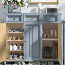 Hongdan pure solid wood shoe cabinet American country style small household entry hall storage cabinet entrance hall storage cabinet