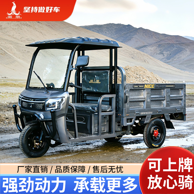 Phoenix's New 1.6m Electric Tricycle with Half Canopy for Cargo Transport, Heavy-Duty Agricultural Vehicle That Can Be Registered Phoenix's New 1.6m Electric Tricycle with Half Canopy for Cargo Transport, Heavy-Duty Agricultural Vehicle That Can Be Registered