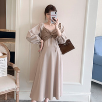 Foreign air slimmy pregnant woman with dress dress fashion Damp Spicy Mother Temperamental Pregnant Woman Skirt Gestational Spring Dress