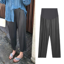 (Special clearance) pregnant pants summer pleated trousers summer pleated wide leg pants fashion tide mother wear belly casual pants