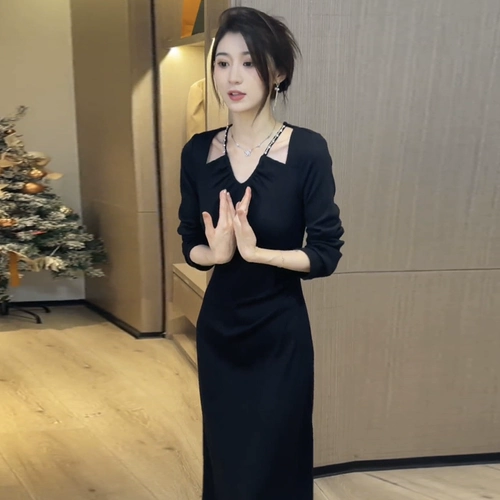 Осеннее демисезонное платье, демисезонная юбка, коллекция 2022, подходит для подростков, изысканный стиль, облегающий крой