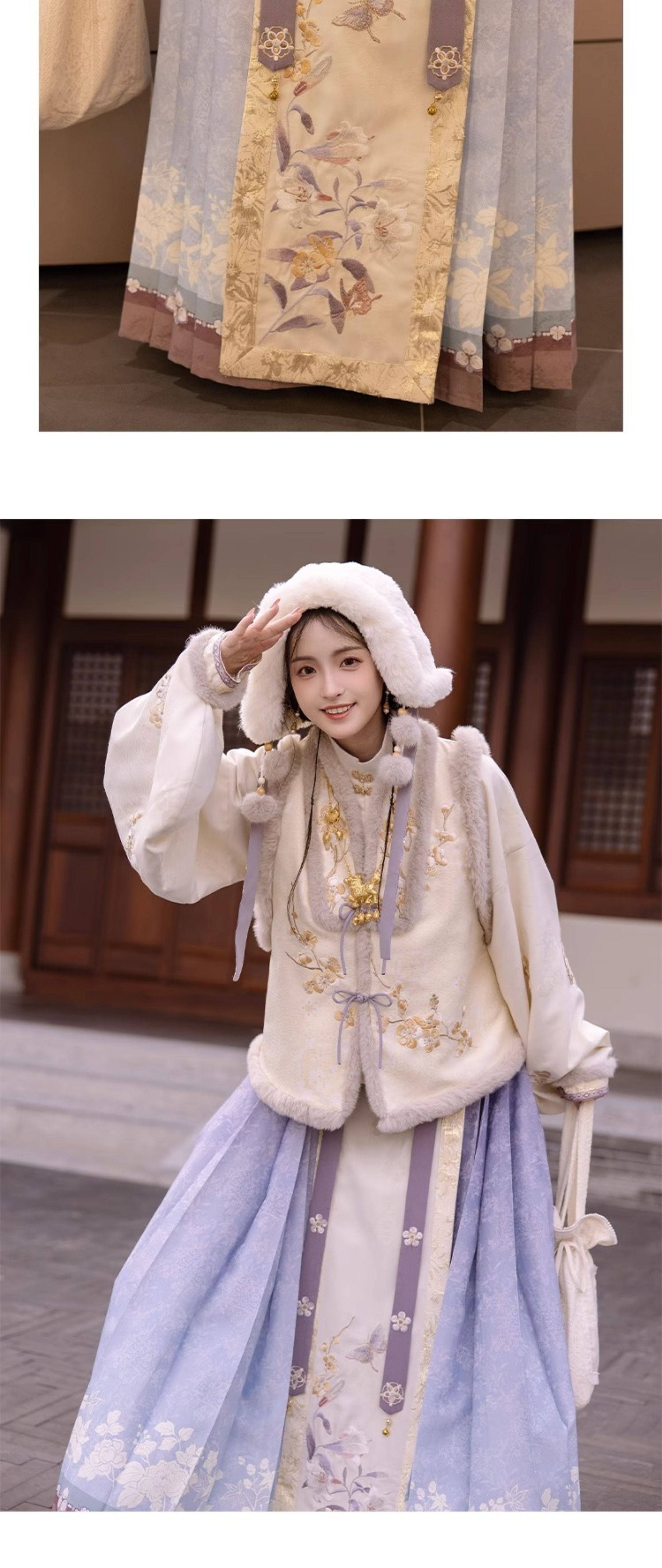 莳绘金缮原制汉服女立领短袄比甲刺绣马面裙龙年拜年服秋冬款-阿里巴巴