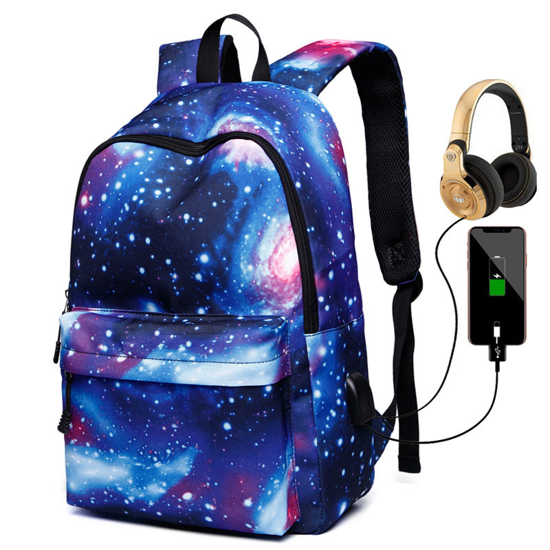 Fashion trend men's and women's starry sky backpack primary and secondary school students schoolbag girls Korean version campus leisure travel backpack