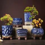 Ретро сочные керамические цветочные горшки грубые керамические пневматические семейные специальное предложение специальное предложение зеленые растения зеленые горшки бесплатная доставка бесплатная доставка личность маленький горшок