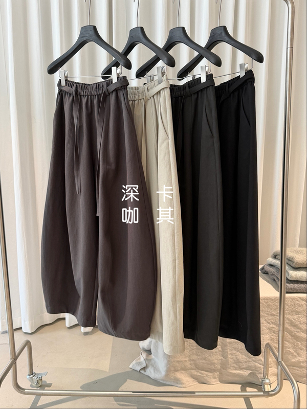 Low Flat Genuine 26 Autumn Full Elastic Waist Wide-Leg Pants Scimitar Pants Q3260