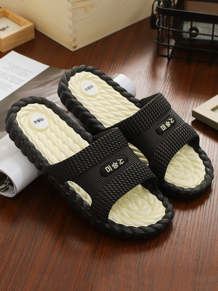 Naji Men's Slippers Outdoor Wear Summer Indoor Bathroom Bath Non-slip Household Soft Bottom Sandals Outdoor Beach Flip-Flops