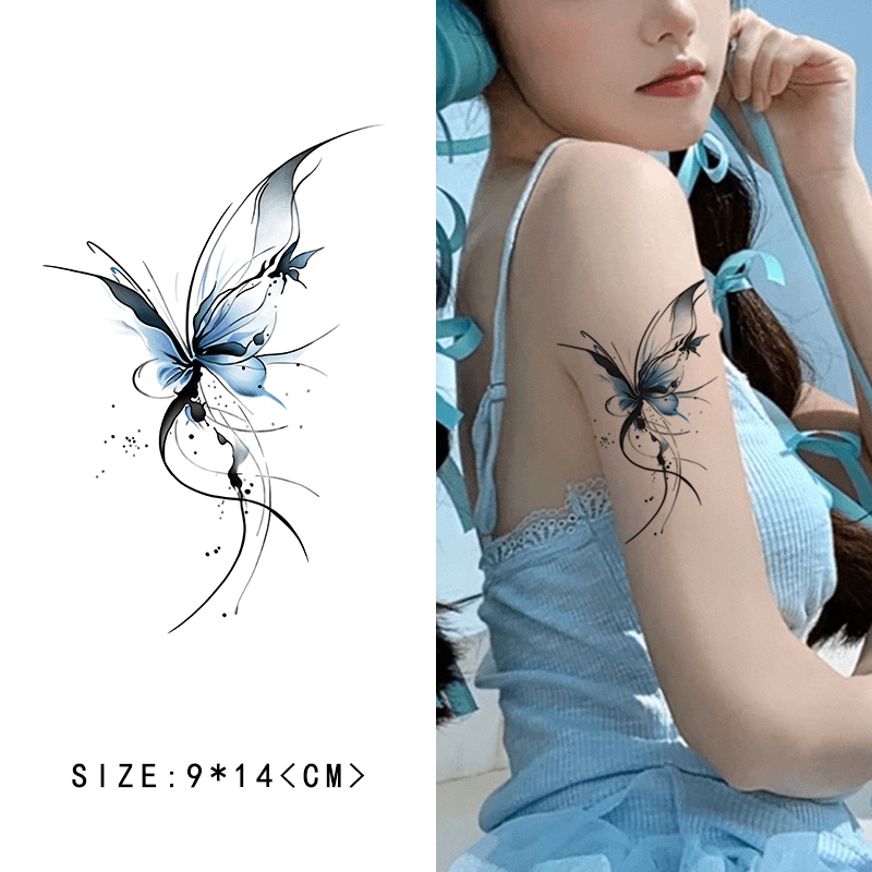 4 Pieces of Popular Blue Night Butterfly Colorful Tattoo Stickers ins Waterproof, Sweat-Proof, Long-Lasting, Pure Desire Hot Girl Arm Collarbone 4 Pieces of Popular Blue Night Butterfly Colorful Tattoo Stickers ins Waterproof, Sweat-Proof, Long-Lasting, Pure Desire Hot Girl Arm Collarbone