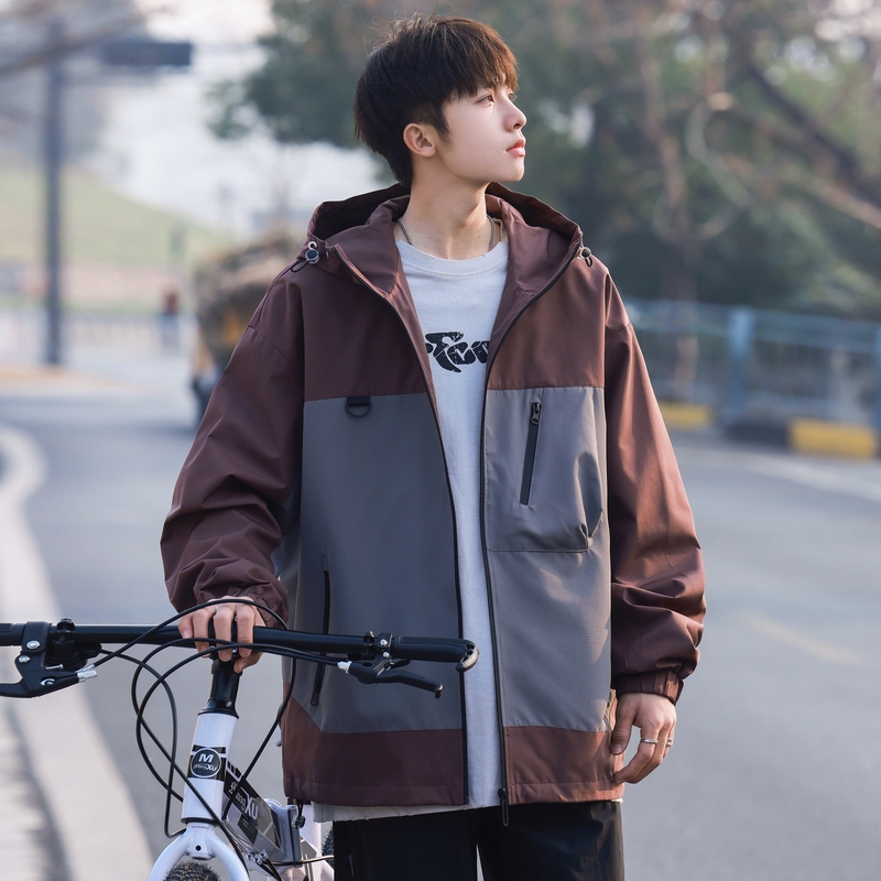 Men's Spring and Autumn New Trendy Workwear Jacket, Stylish Casual Coat, Trendy Brand Windbreaker