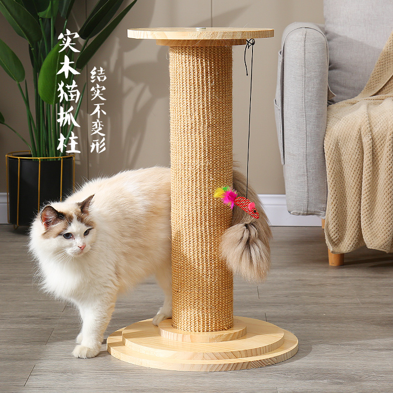 Solid Wood Sisal Cat Grabbing Pillar Cat Grabbing Board Small Cat Climbing Shelf Cat Grip Grinding Claw Pillar Kitty Supplies Toy