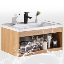 Solid Wood Wash Face Basin Cabinet Toilet Wash Basin Cabinet Washing Table Integrated Washbasin Small House Type Balcony Handwashing Table