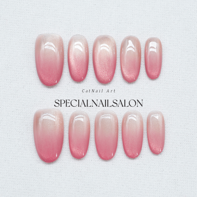 【Forest Fungus Fruit】Handmade Wearable Nails Dragon Fruit Gradient Color Cat Eye Daily Almond Shape Brightening Nail Tips