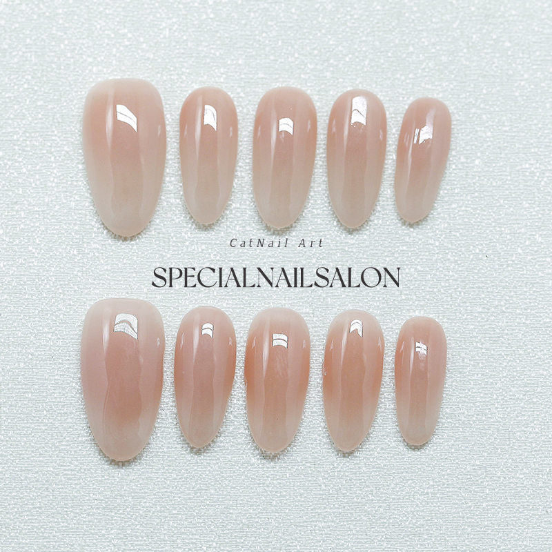【Hua Fei Touching Face】Handmade Wearable Nails French Nude Pink Pure Desire Simple High-End Gentle Whitening Manicure