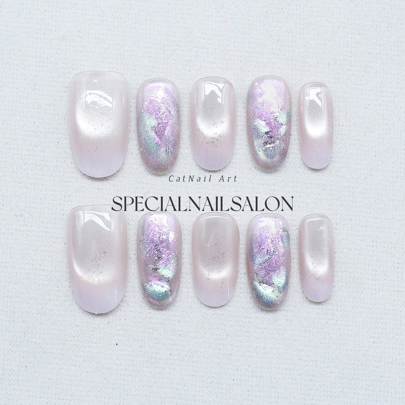 【Aurora Acetate】Handmade Wearable Nails with Fine Glitter Acetate Cat Eye Manicure, High-End Mid-Length Nail Stickers 【Aurora Acetate】Handmade Wearable Nails with Fine Glitter Acetate Cat Eye Manicure, High-End Mid-Length Nail Stickers