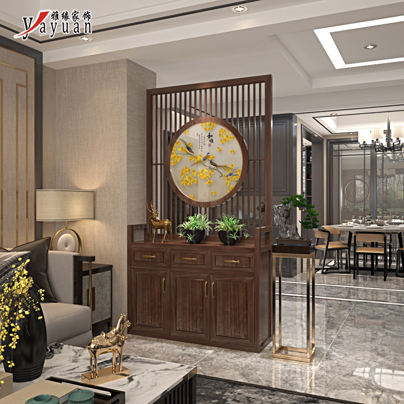 Entry into the family Xuan Cabinet Shoes Cabinet Integrated Screen Partition Living Room Entrance Door Shielded New Chinese Solid Wood Trim Cabinet Customisation-Taobao