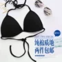 Beach bikini tam giác cup bra girl ren đồ lót cotton mỏng tập hợp màu rắn không vòng thép full cup bikini big size