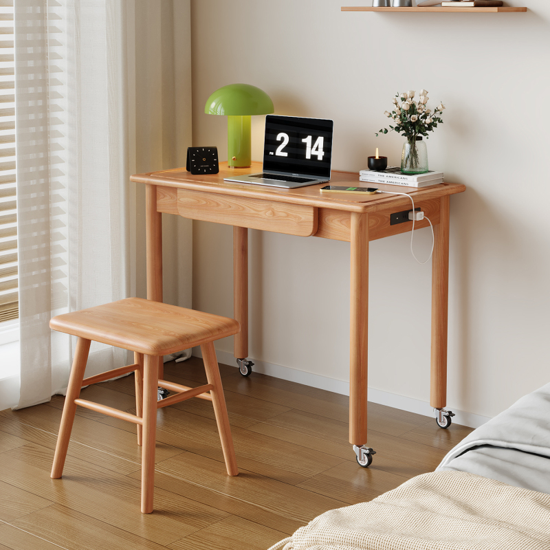 Movable Solid Wood Study Desk for Home Study Room, Bedside Dressing Table, Cherry Wood Small Apartment Desk, Jiugejia Movable Solid Wood Study Desk for Home Study Room, Bedside Dressing Table, Cherry Wood Small Apartment Desk, Jiugejia