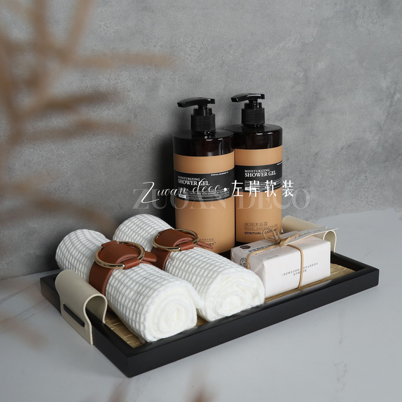 Model Home Decor Items, Light Luxury Style Balcony Cabinet, Soft Furnishings, Trays, Towels, Soap, Shower Gel, Props, Bathroom Decorations