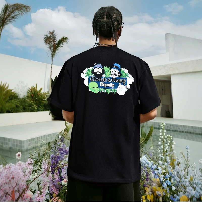 Американская стильная футболка с коротким рукавом RIPNDIP со средним пальцем, хиппи, курение SMOKE ONE, пара