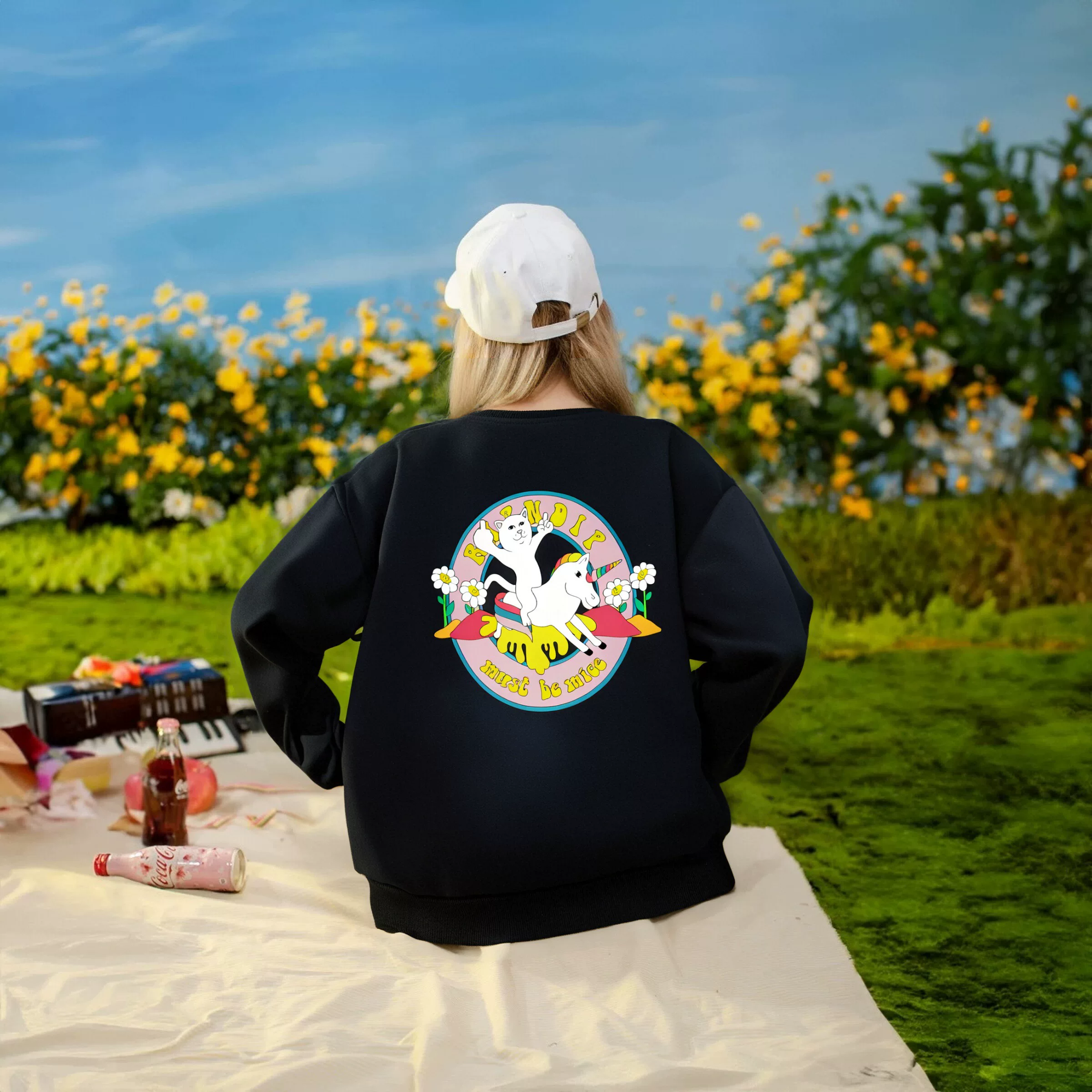 Худи из бархата с капюшоном RIPNDIP Кот, средний палец, коты и женщины, Единорог наездник, принт