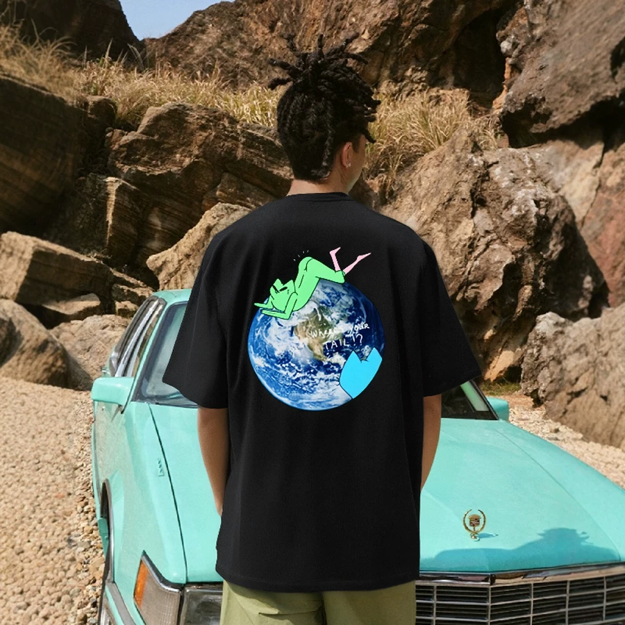 RIPNDIP сука средний палец кот европейский и американский уличный пародийный притягательный инопланетянин мужчины и женщины летняя футболка с круглым вырезом и коротким рукавом тренд