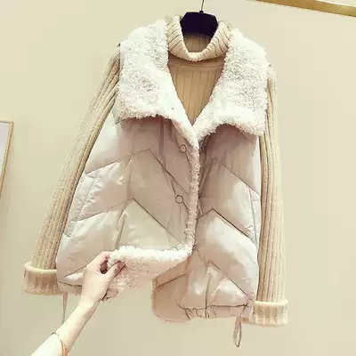 Down cotton vest female outer wear 2021 new Korean loose and wild lamb hair vest jacket outer wear waistcoat
