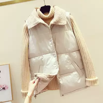 Short lamb wool down cotton vest women's 2020 new Korean version loose and wild horse clip fashion waistcoat vest jacket