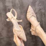 Демисезонная обувь на высоком каблуке с заостренным носом, сетчатые сексуальные туфли, коллекция 2023