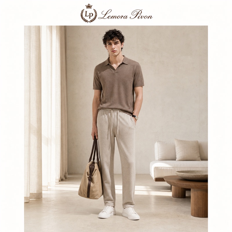 Lemora Pivon Love Letter Series Men's Silk Wool Sports Casual Embroidered Slightly Stretch Jogger Pants Lemora Pivon Love Letter Series Men's Silk Wool Sports Casual Embroidered Slightly Stretch Jogger Pants