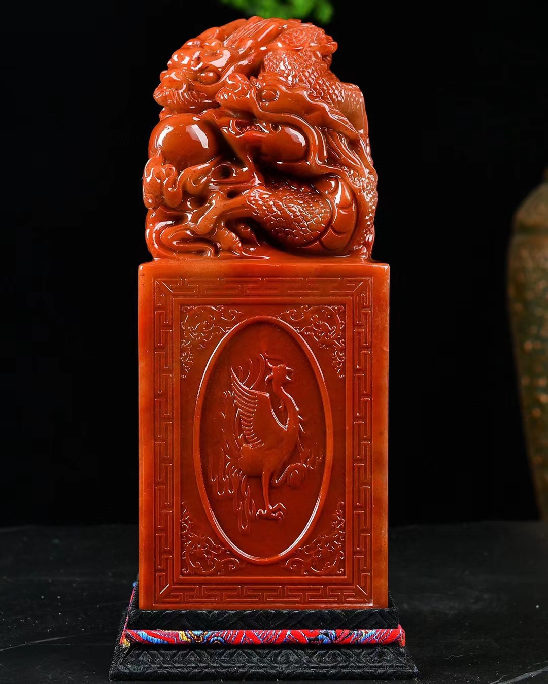 Dragon Playing Pearl Shoushan Stone Seal