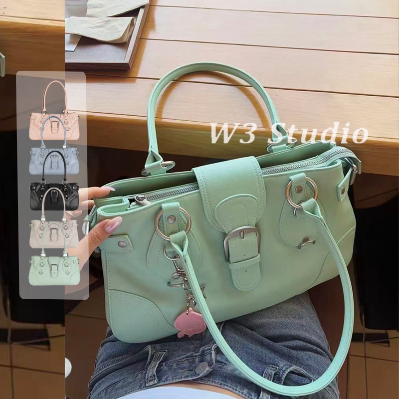 333Studio Korean Niche Dimanche Retro Motorcycle Style Underarm Bag Mint Green Shoulder Handbag 333Studio Korean Niche Dimanche Retro Motorcycle Style Underarm Bag Mint Green Shoulder Handbag