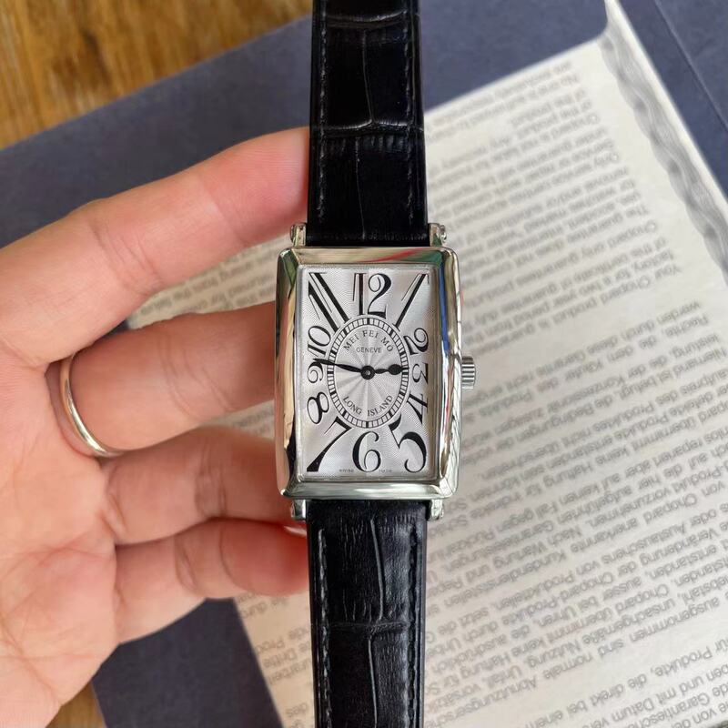 Frank Fm Watch, High-Quality Quartz Watch, Rectangular Women's Watch, Classic Digital Black Leather Strap Women's Watch