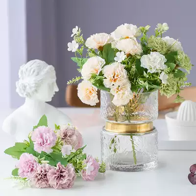 康乃馨仿真花束花瓶插花塑料花装饰花餐厅客厅摆设母情节假花单支