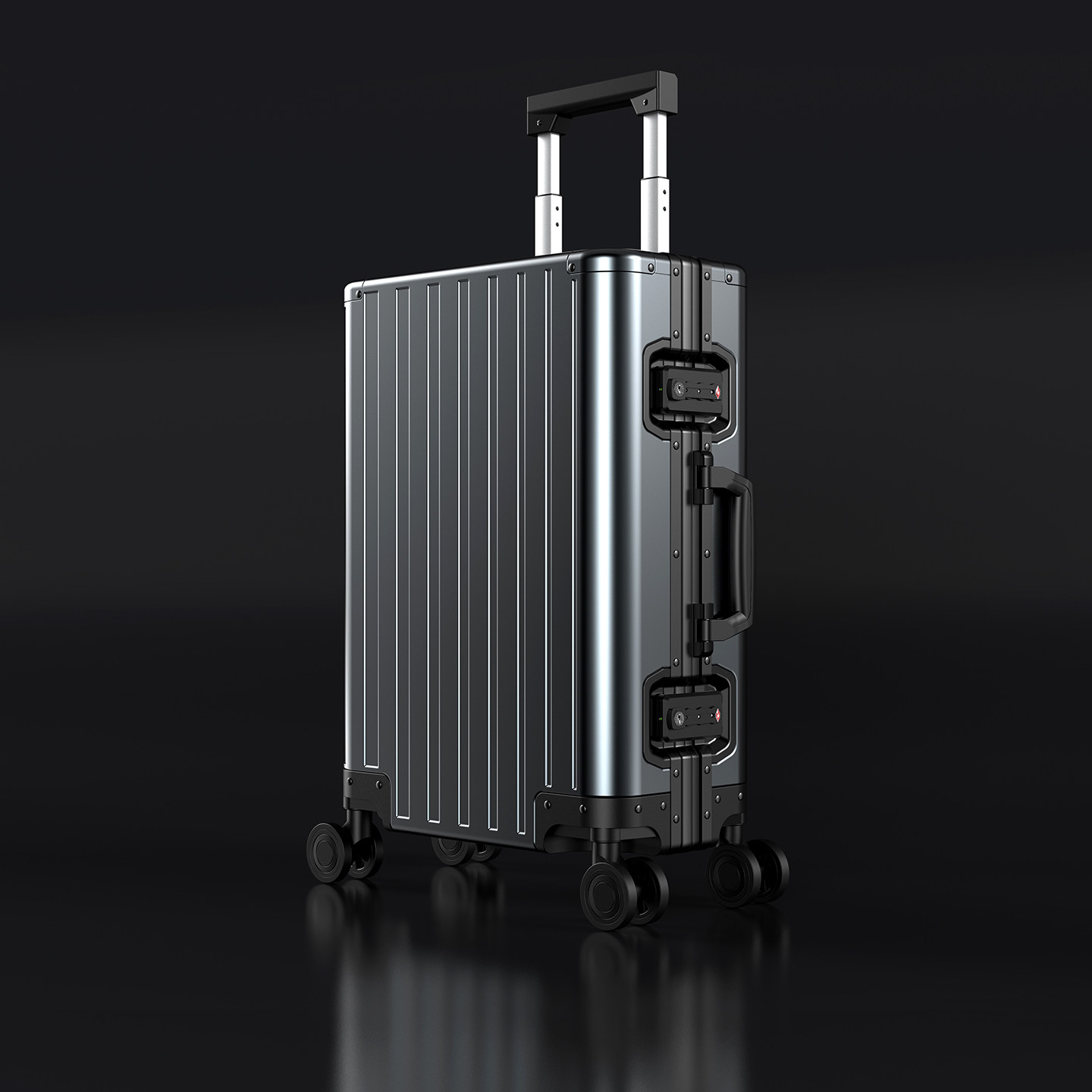 Roaming All-Aluminum Magnesium Alloy Luggage Suitcase, 24-inch Aluminum Frame, Universal Wheels, Trolley Case, 20-inch Carry-on Small Travel Suitcase