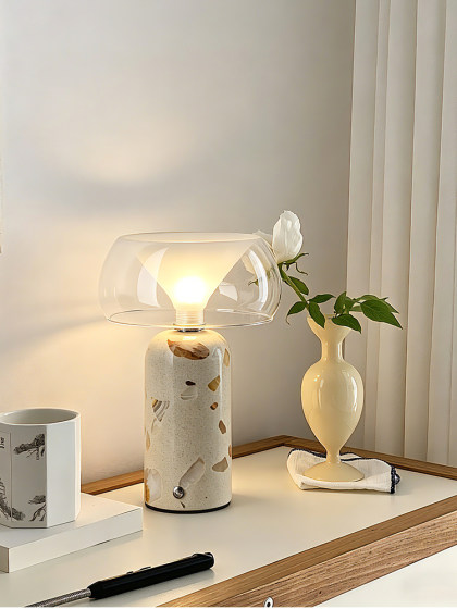 Italian Terrazzo Table Lamp Designer Style Modern Minimalist Bedroom Bedside Lamp High-End Decorative Gift Small Table Lamp