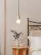 Wabi-Sabi Style Yellow Travertine Bedroom Bedside Small Pendant Lamp, Living Room High-End Vintage Homestay Bar Counter Restaurant Foyer Lighting Fixture
