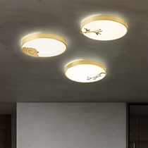 All-copper new Chinese ceiling lamp round bedroom room lamp Modern simple ultra-thin aisle corridor led ceiling lamp