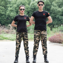 Summer short-sleeved camouflage suit mens tactical cotton T-shirt wear-resistant military fan pants physical training camp military training uniform