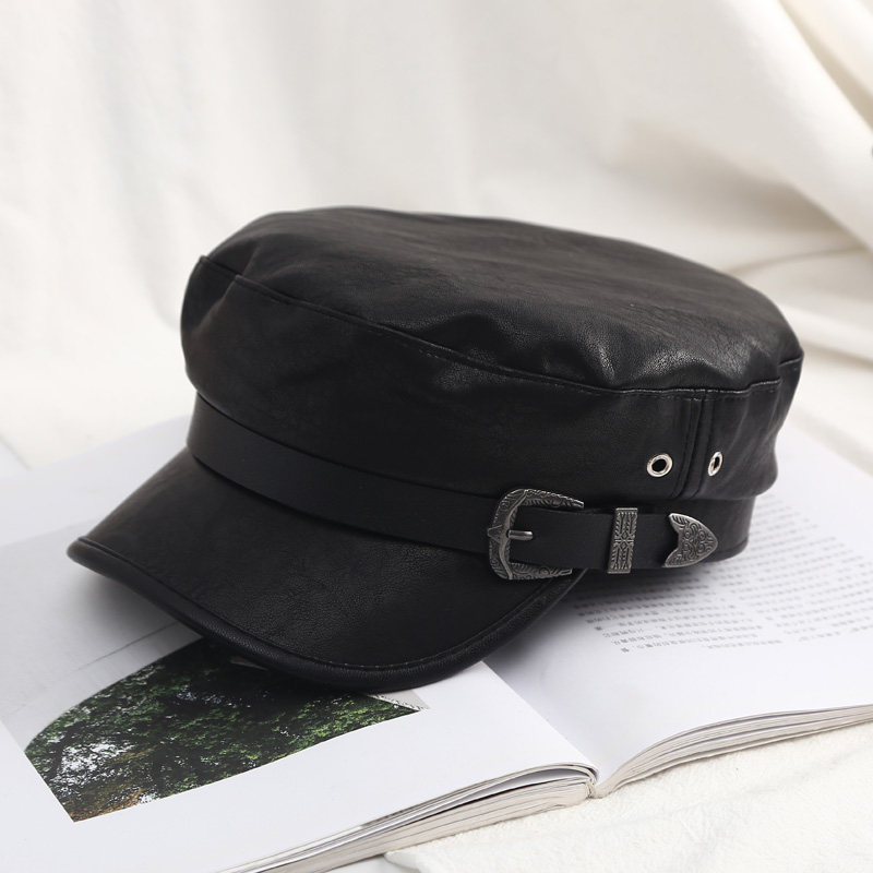 Korean-style Instagram-worthy baseball cap, spring and autumn British-style beret, Japanese retro versatile leather casual trendy octagonal cap