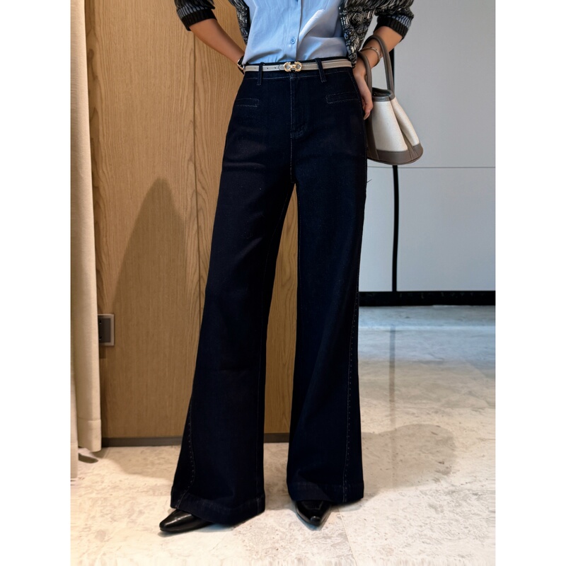 Lida Newdadada High-Waisted Slightly Elastic Casual Style Retro Straight Long Jeans A19520 Lida Newdadada High-Waisted Slightly Elastic Casual Style Retro Straight Long Jeans A19520